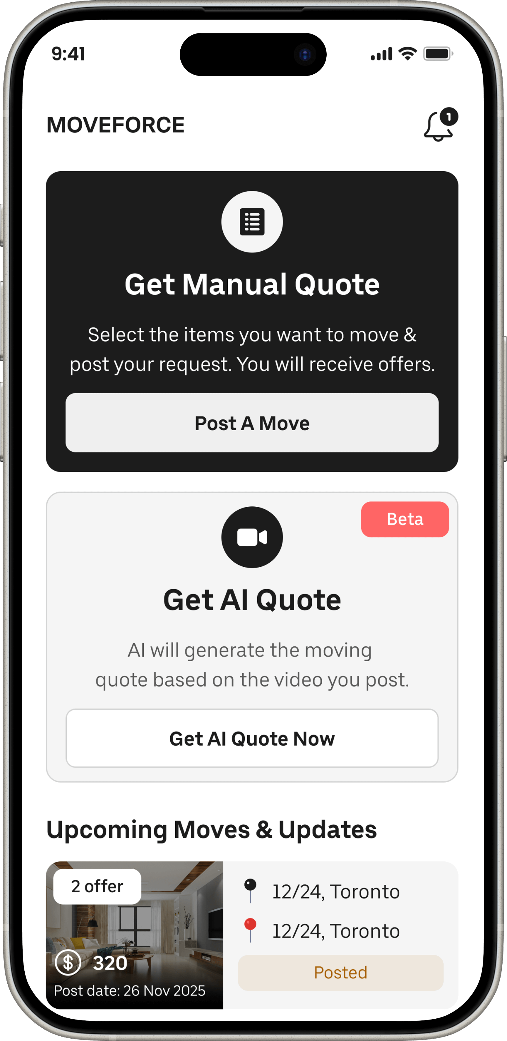Moving Service App Interface